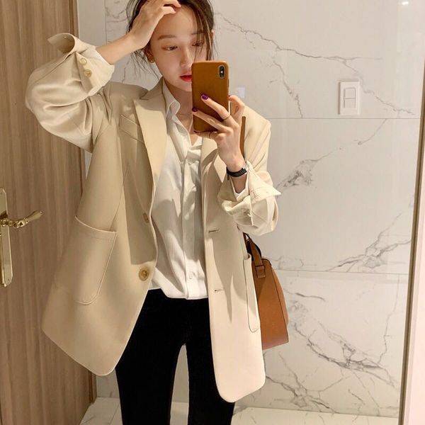 

suit elegant slim ol female plus size casual stylish autumn all match coat office lady jackets blazers, White;black