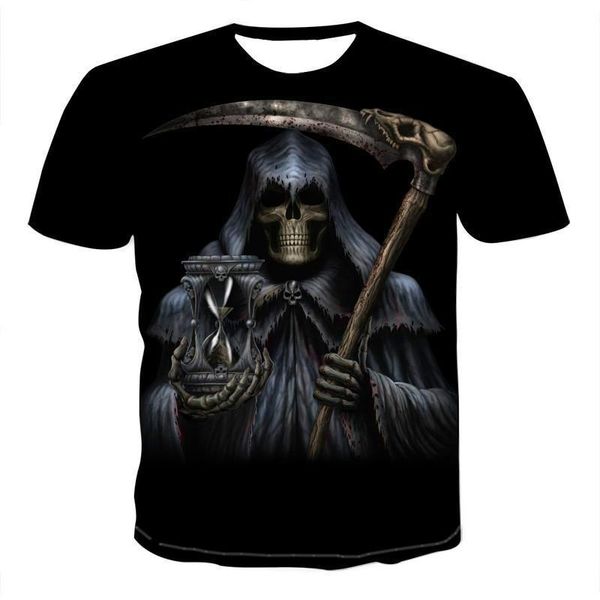 

men's t-shirts 2021 skull t-shirt, punk pistol 3d printed gothic retro wear, summer, White;black