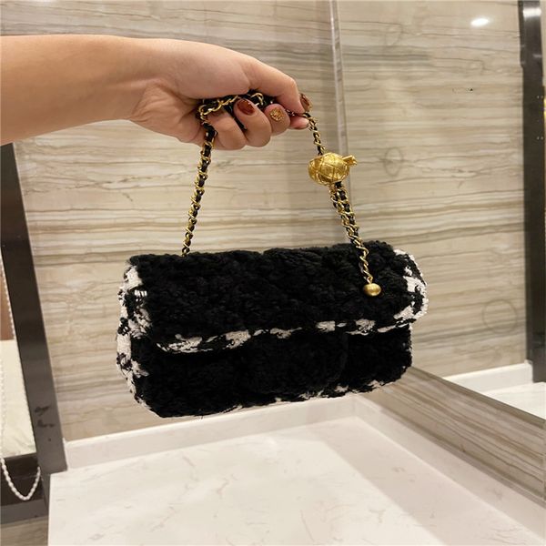 

designer channelity bags for women black handbag leather chain slant shoulder clutch totes bag cc double letters solid hasp waist square str