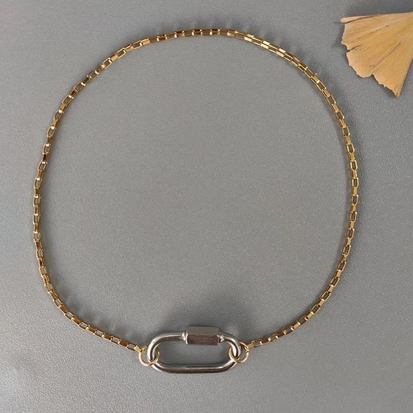 

chokers hand-made high-quality stainless steel chain short neck accessories colorful buckle with a variety of colors gift for friend, Golden;silver