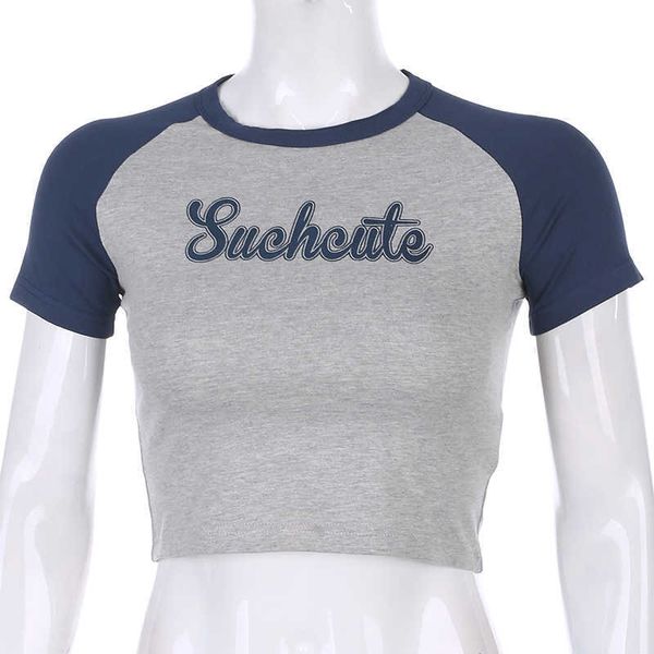 

sweetown contrast raglan short sleeves women t shirt with alphabet printing summer female casual slim tshirt streetwear, Black;white