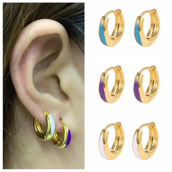 

hoop & huggie viny 2021 trend pendientes plata 925 sterling silver earrings for women purple zircon from pinus turquoise hoops aros, Golden;silver