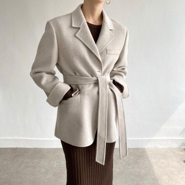 

women's wool & blends woolen suit jacket autumn and winter fashion warm lace coat, Black