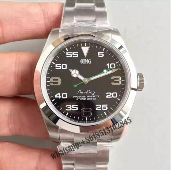 

wristwatches mens watch air king waterproof stainless steel sapphire crystal automatic mechanical movement male, Slivery;brown