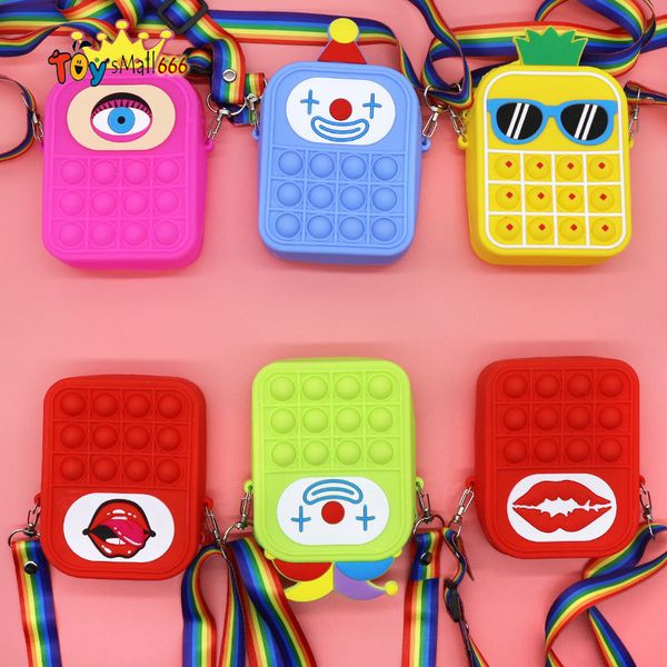 

new simple dimple push bubble clown shoulder bag fidget toy anti-stress coin purse children's birthday christmas new year gift