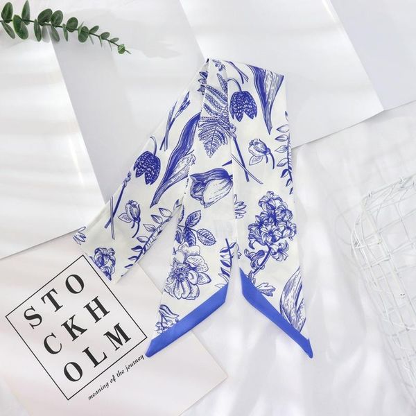 

scarves 130cm*7cm small long and narrow women spring autumn fashion scarf thin ribbon skinny headband sj482, Blue;gray