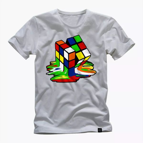 

melting rubics rubix rubik cube awesome graphic t shirt, White;black
