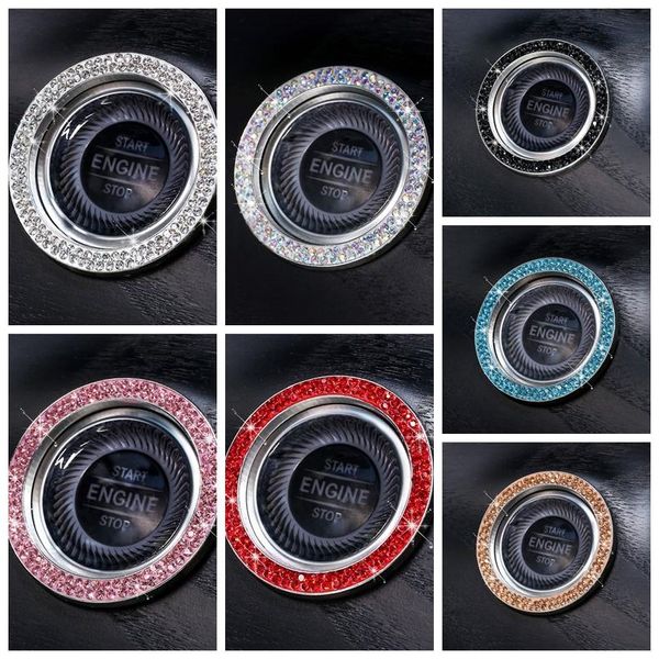 

one-click start button decoration ring hand-set diamond crystal ignition sticker car interior accessories decorations