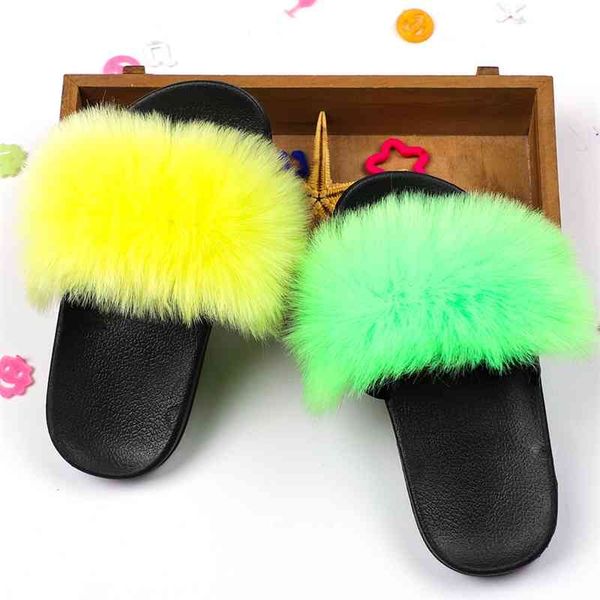 

japanese and korean new rabbit hair children's plush slippers, Black;red