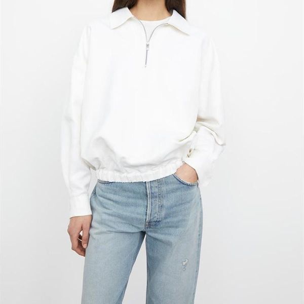 

women's jackets turn-down collar jacket zipper white elastic hem long sleeve casual coat 2021 autumn, Black;brown