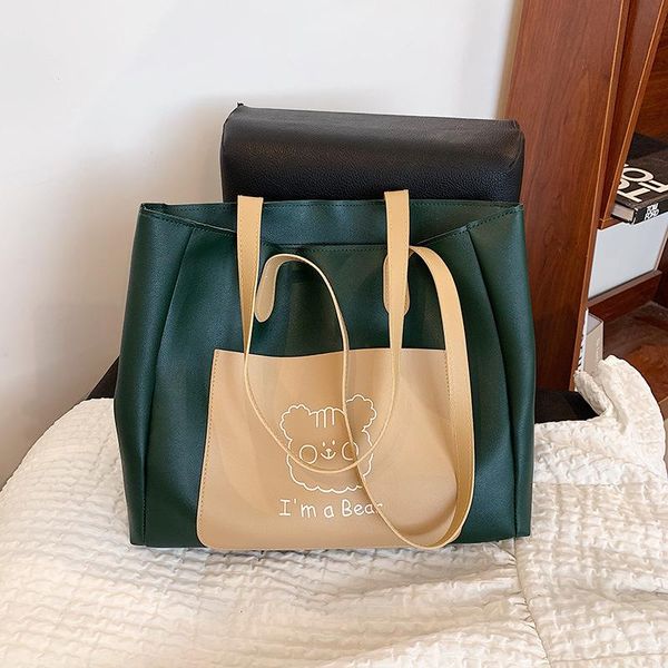 

evening bags large capacity women's handbag trend simple shoulder bag portable shopper leather 3 pcs/set