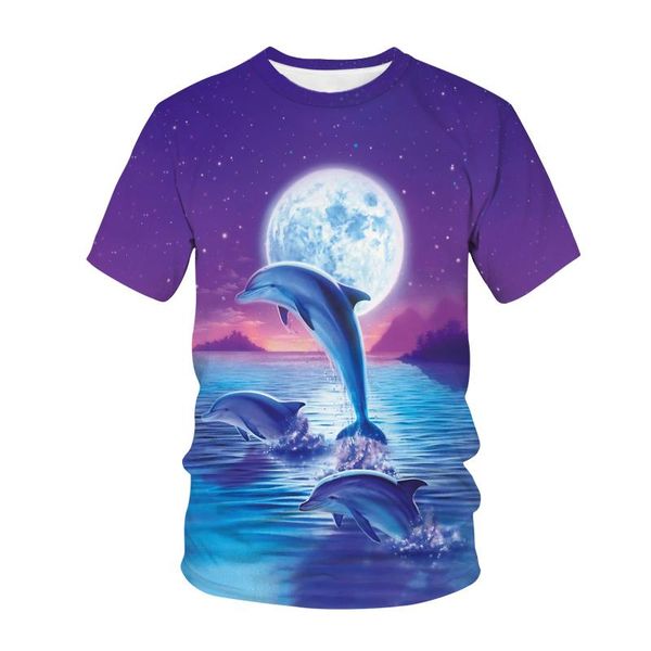 

women's t-shirt 2021 casual fashion 3d cool cartoon print summer short-sleeved round neck men's and sports, White