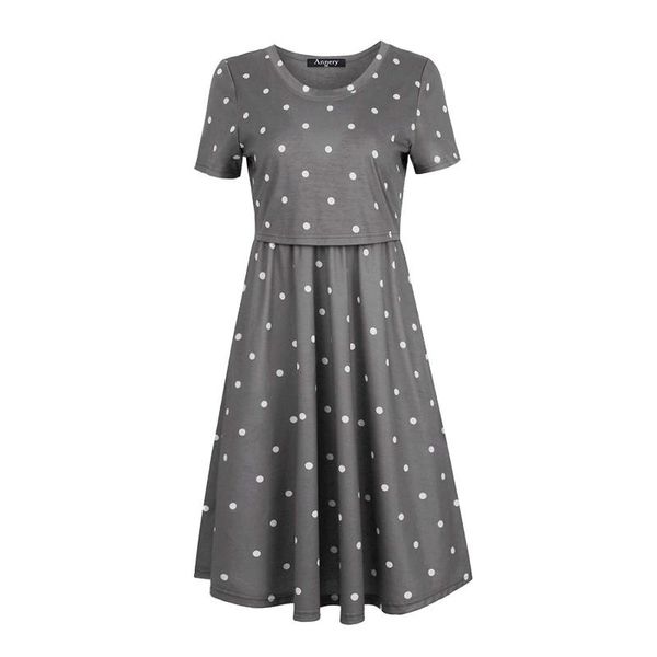 

patpat 2021 arrivalshort-sleeve polka dots maternity nursing dress dresses, White