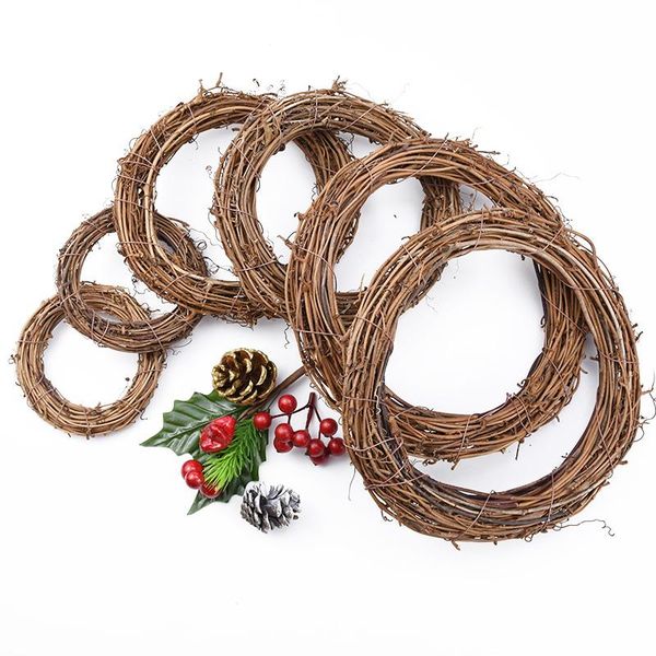 

decorative flowers & wreaths 3/6pcs rattan decor ring artificial garland dried flower frame home christmas decoration diy floral 10/20/30/40