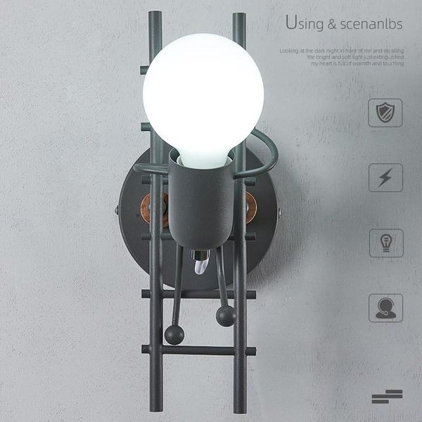 

wall lamp nordic creative iron humanoid led lights modern simple bedroom bedside lamps for interior decoration outdoor lighting