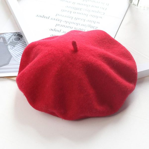 

beanies lady autumn winter wool beret hat british korean japanese hud casual woolen knitted caps