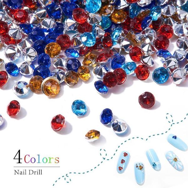 

same size different color nail rhinestones mixed packaged acrylic rhinestone pointed back cabochons drill crystal art stone1, Silver;gold