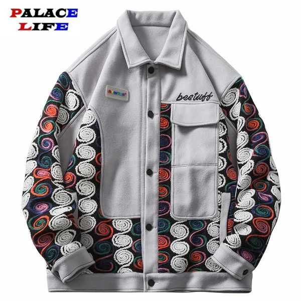 

men's jackets 2021 men hip hop jacket embroidery letter patchwork coat streetwear couple harajuku cotton casual autumn outwear, Black;brown