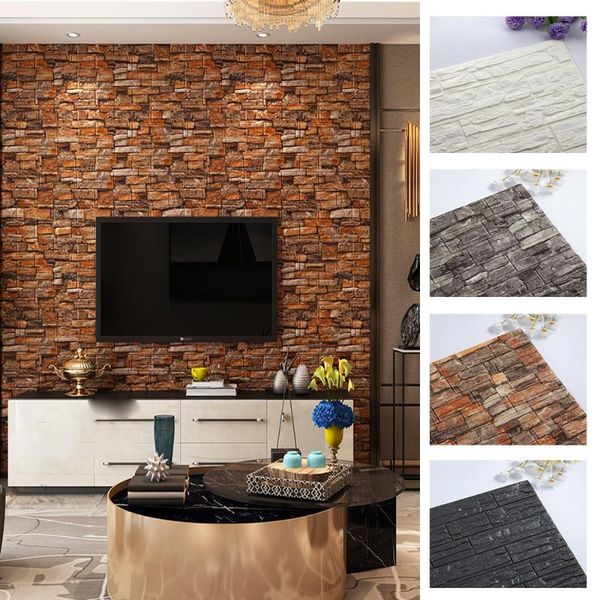 

wallpapers self-adhesive 3d wall sticker embossed foam panel home living room decor kitchen house bathroom decoration waterproof wallpaper