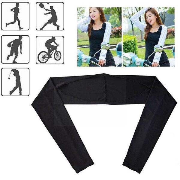 

sports gloves summer shawl sleeves ice silk sunscreen arm cooling cuff uv-resistant women e2y1, Black