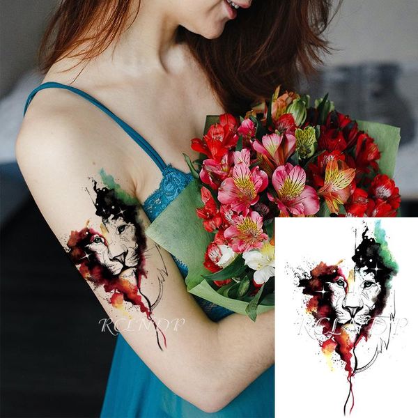 

temporary tattoos waterproof tattoo sticker lion big animal color water-ink fake tatto flash tatoo arm leg art for women men