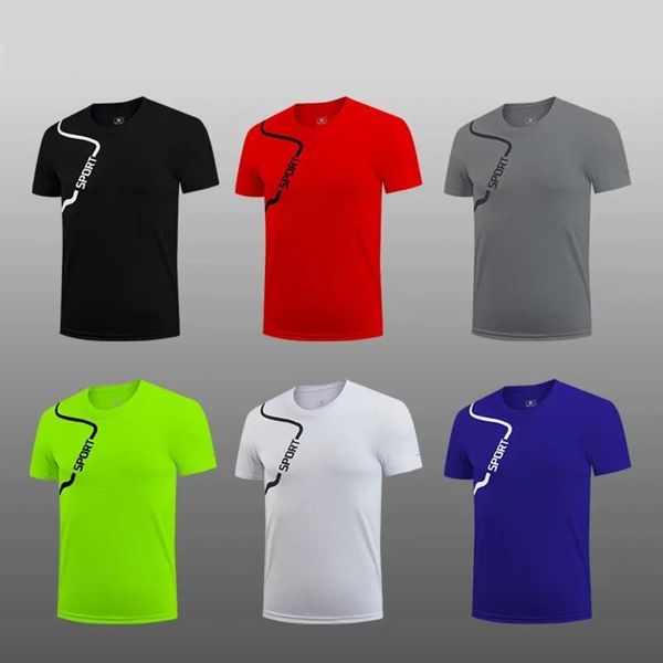 

quick dry running t-shirt men's training short seeve fitness gym sweatshirt women's exercise sport wear summer m-4xl jerseys, Black;blue