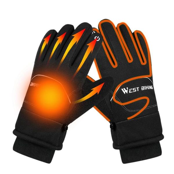 

cycling gloves motorbike riding waterproof moto thermal fleece lined resistant touch screen non-slip outdoor winter warm, Black