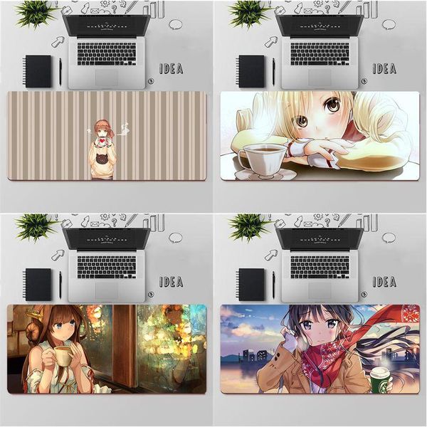 

mouse pads & wrist rests fhnblj cartoon coffee girl silicone large small pad to game keyboards mat