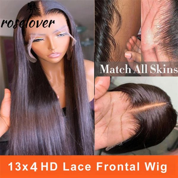 

lace wigs straight hd frontal 13x4 full human hair wig for women brazilian glueless preplucked transparent closure, Black;brown