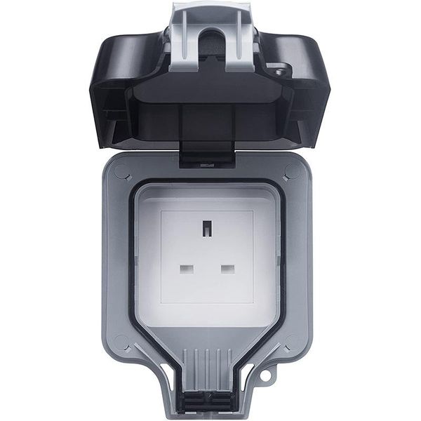 

smart power plugs mool single waterproof unswitched socket, rainstorm-proof and splash-proof outdoor outlet box, ip66 rating,13a uk plug