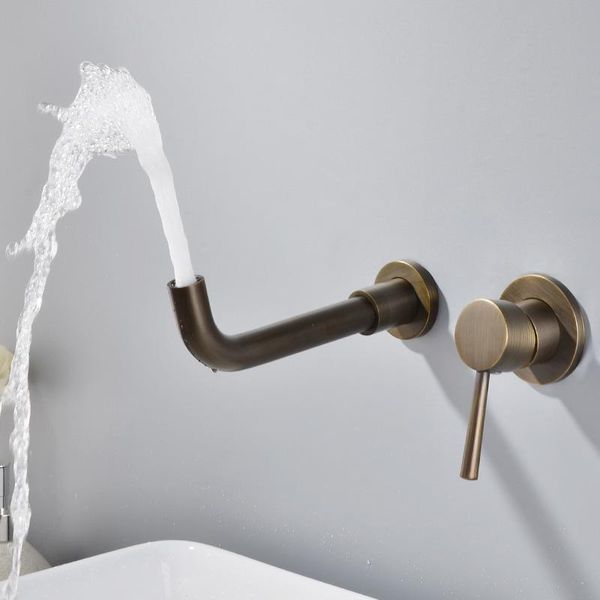 

wall mounted brass basin faucet single handle mixer tap cold bathroom water wholesale bath rotate spout antique sink faucets