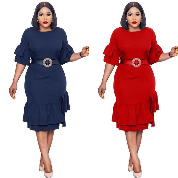 

african dresses for women 2021 spring red knee-length dress clothes clothing ethnic
