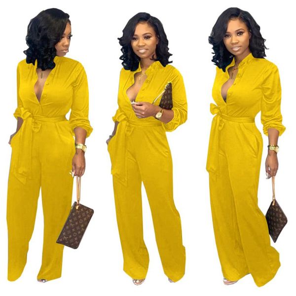 

women's jumpsuits & rompers autumn fashion solid long sleeve plus size women with sashes stand collar cardigan blouses pants s-xxl 3xl, Black;white
