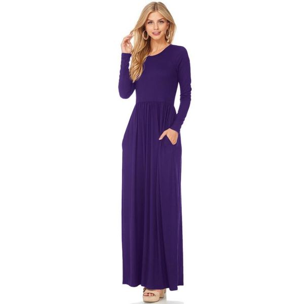 

casual dresses long dress women fall clothes 2021 simple solid color ankle length plus size loose with pocket ladies loungewear, Black;gray
