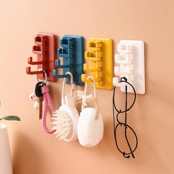 

hooks & rails rotation sticky adhesive hook bathroom creative non-porous hanger key wall cases storage household kitchen nordi u4s0