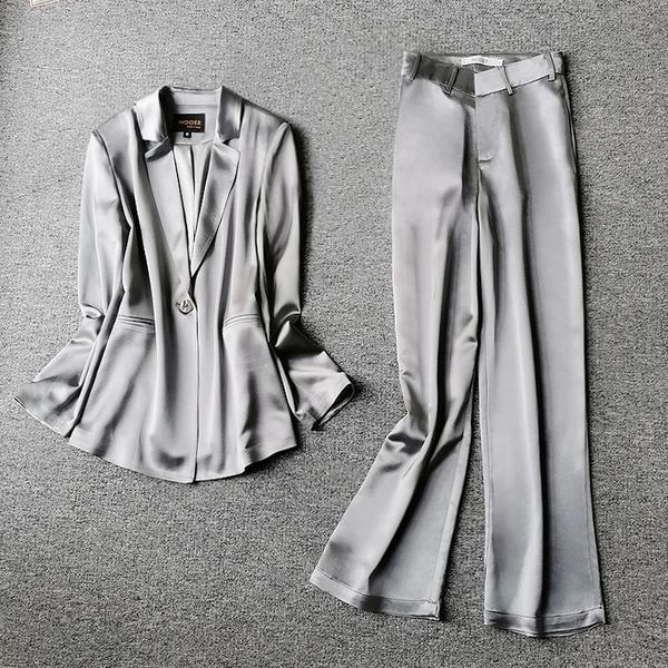 

women's two piece pants women 's suit spring and autumn youth high waist straight solid color -, White