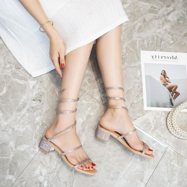 

snake sandals bandage heel high-heeled shoes water foot word bring woman dress, Black
