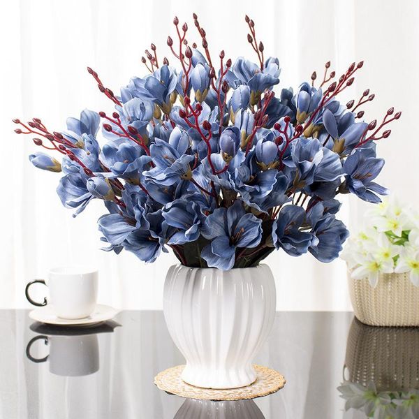 

artificial orchid 5 fork magnolia bouquet wedding home decoration accessories for living room easter fake flower decorative flowers & wreath