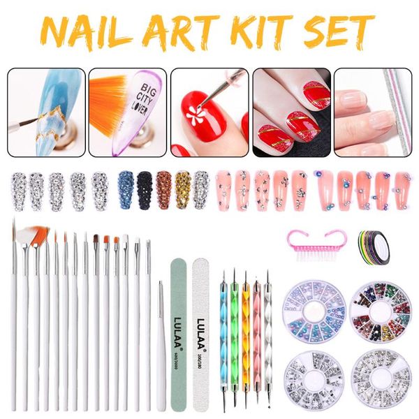 

nail art kits kit set painting brushes rhinestones dotting pen and striping tape design manicure tool for diy