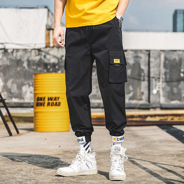 

men's pants fashion cargo sweatpants male harem hip hop joggers for men casual trousers zu62 mztb, Black