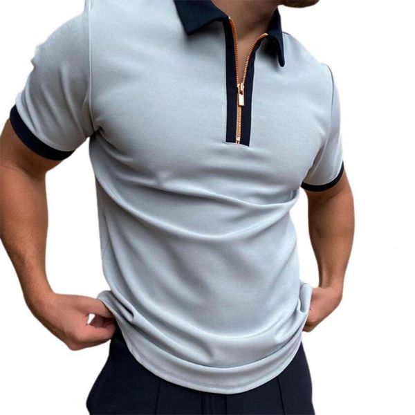 

men's casual shirts male men shirt color matching short sleeves lightweight summer zipper design streetwear, White;black
