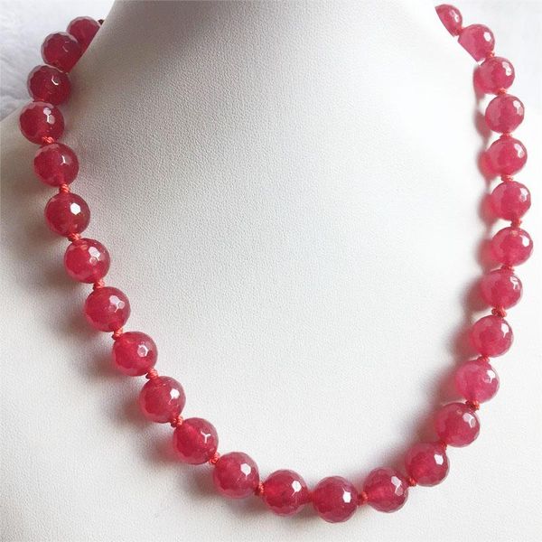 

chains 4/6/8/10mm elegant cut clear red rubies necklace faceted round natural gem stone choker wedding gift for women fashion jewelry, Silver