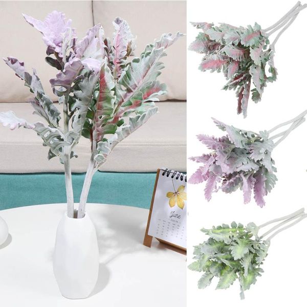 

simulation leaves artificial flocked lambs ear miller stems oak diy wedding home decoration decorative flowers & wreaths