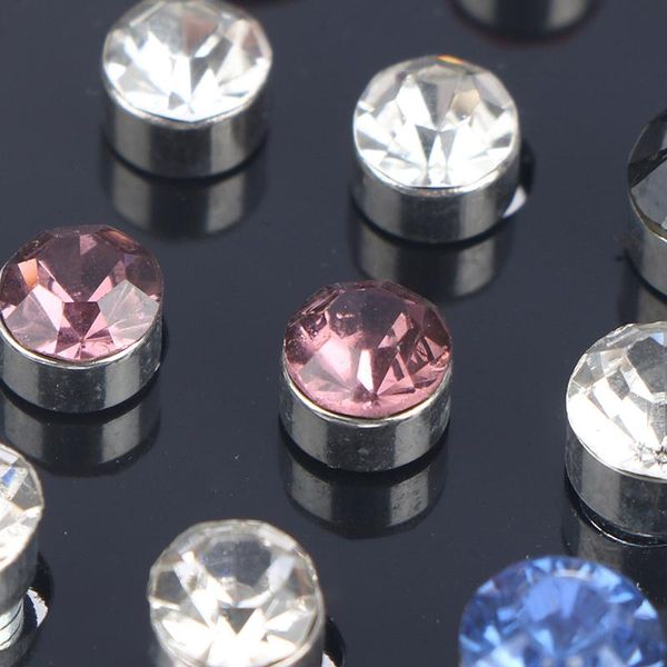

stud 12 paris mix round crystal rhinestone magnet earring ear plug, Golden;silver