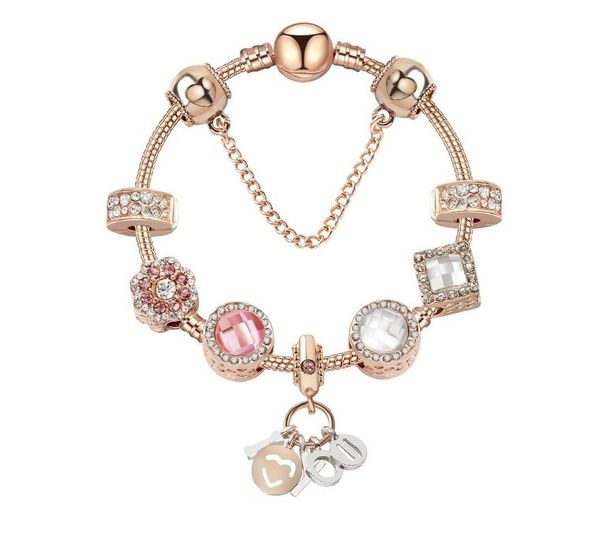 

fashion 925 sterling silver white crystal murano lampwork glass & european charm beads i love you pendant dangle fits pandora charm bracelet, Golden;silver