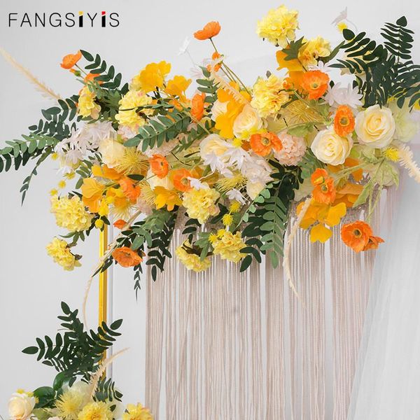 

decorative flowers & wreaths 100cm diy wedding flower wall arrangement supplies silk rose artificial row decor iron arch backdrop