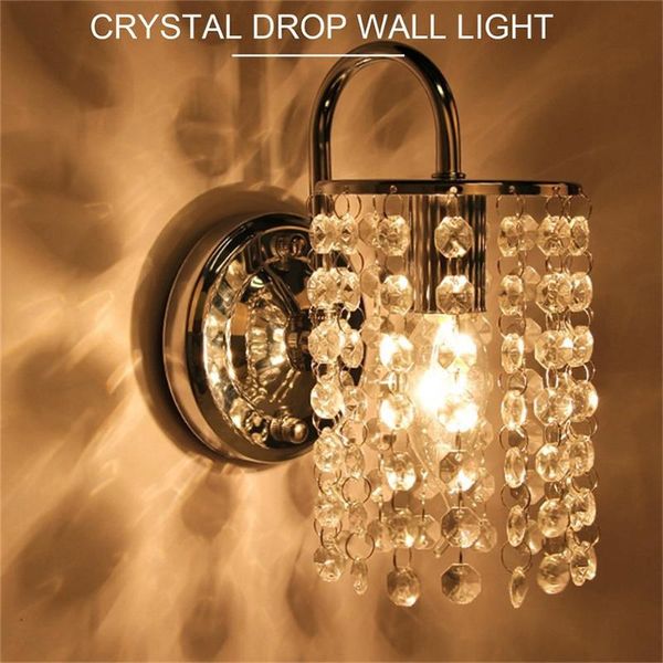 

wall lamp chrome iron crystal droplets light outdoor decorative modern corridor sconce durable home