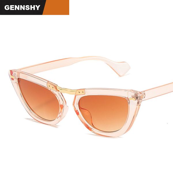 

sunglasses 2021 cat eye women men vintage big frame eyeglasses with nails fashion brand transparent champagne eyewear uv400, White;black