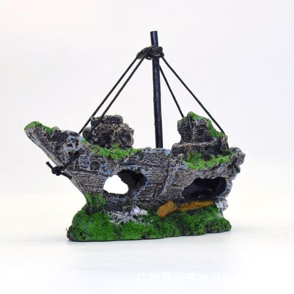 

decorations resin pirate boat decor aquarium landscaping for fish tank ornament wreck decoration landscap decors