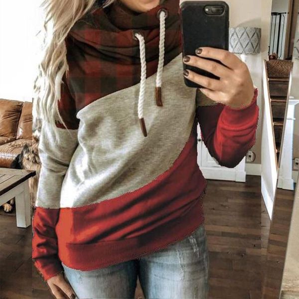 

women's hoodies & sweatshirts women star print pullvoer long sleeve color block drawstring hooded sweatshirt pullover, Black